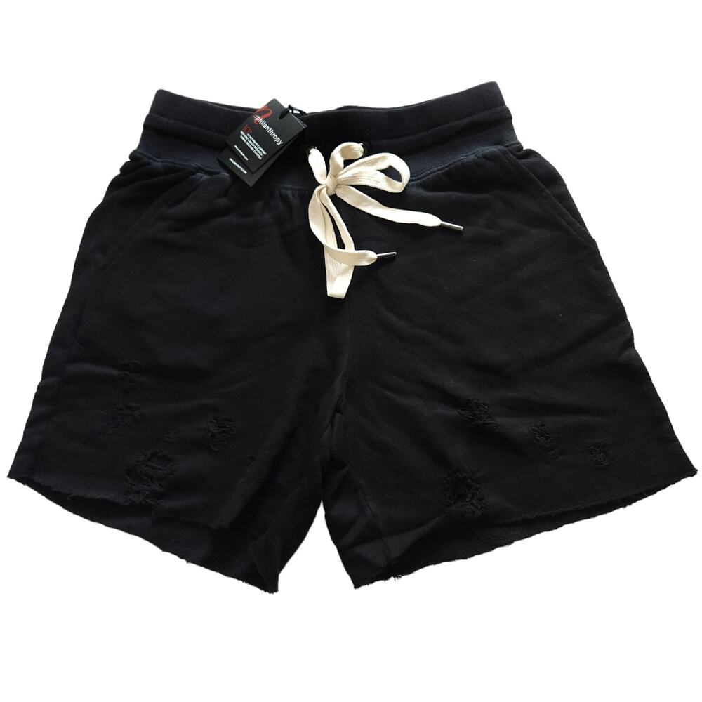 n:PHILANTHROPY Coco destroyed distressed sweat shorts in vintage black Sz L NEW
